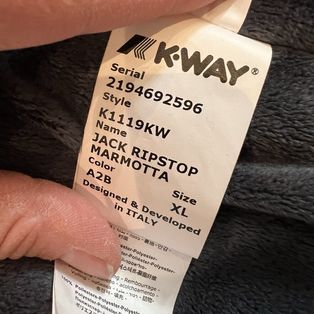 K-WAY Jack Ripstop Marmotta Full‎ Zip Fleece Lined Jacket Navy Blue Size XL - Picture 12 of 16